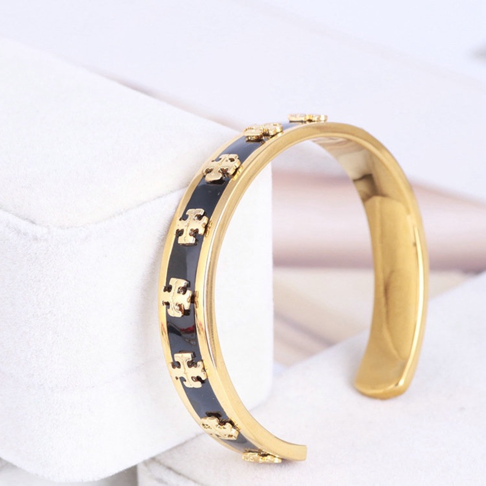 Tory Burch cuff bracelet black gold - Picture 8 of 9